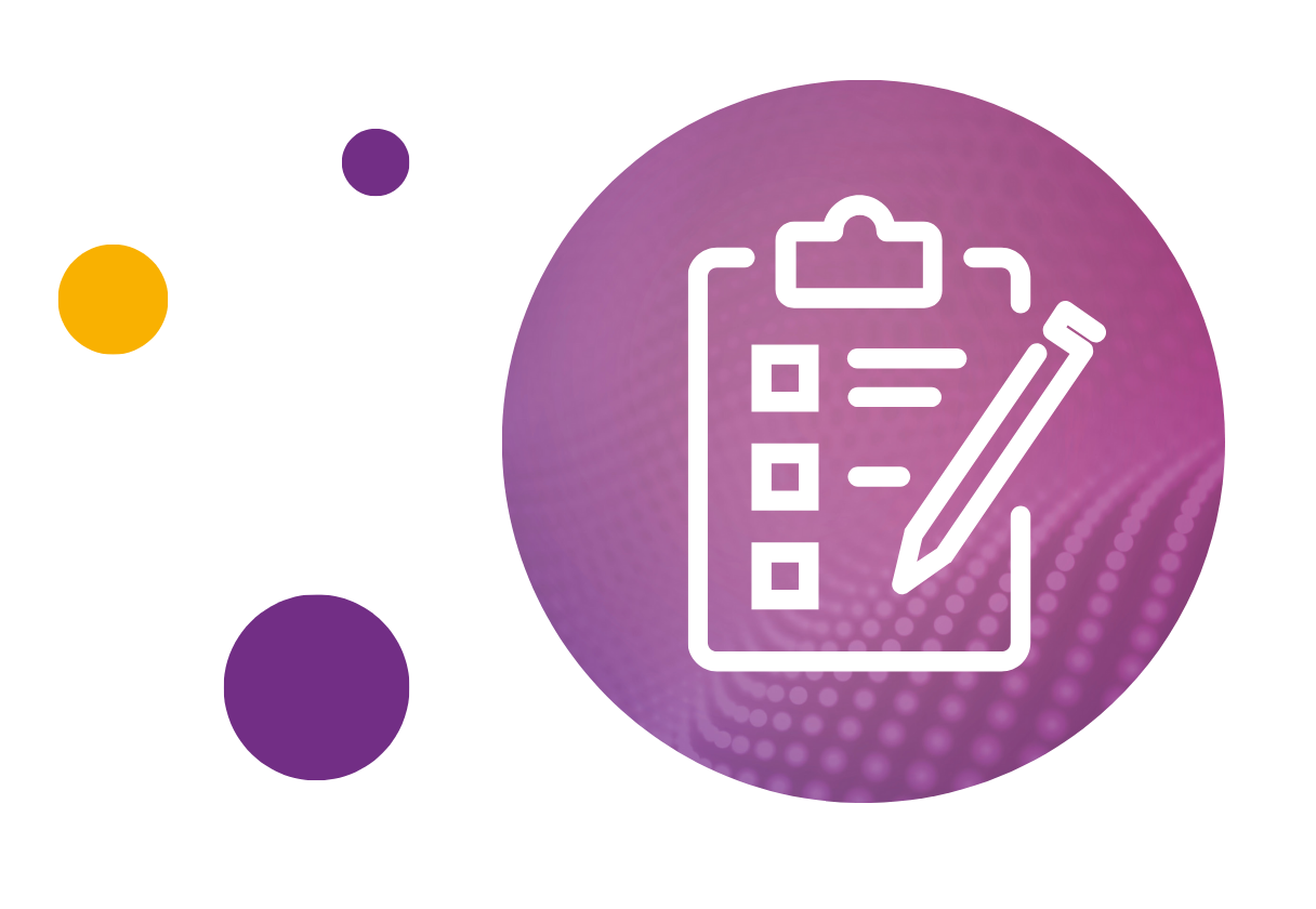 Graphic of a notepad and pencil with a list on it