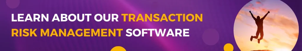 Banner with Image of a person jumping next to text: Learn about our transaction risk management software