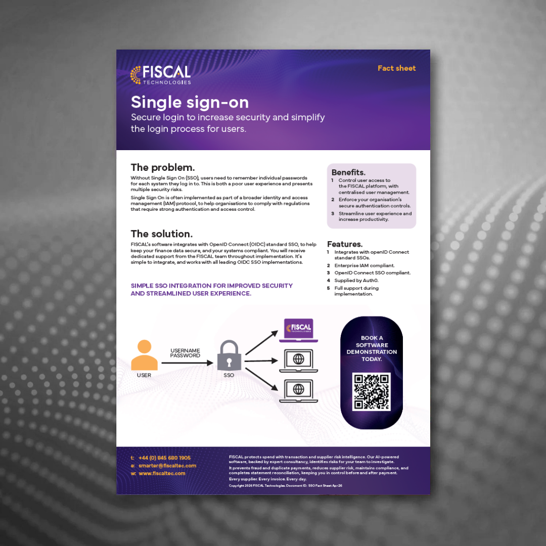 An image of the front cover of the FISCAL Technologies Single Sign On fact sheet